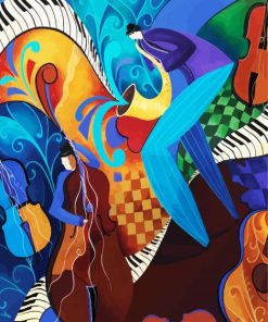 Abstract Music Players paint by numbers