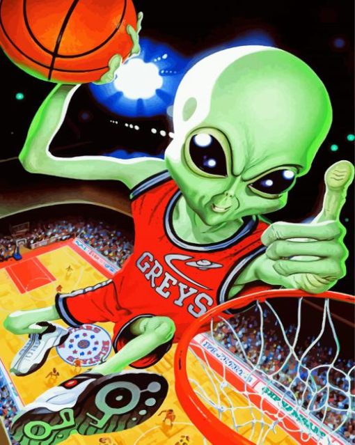 Alien Playing Basketball paint by numbers