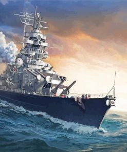 Battleship In Sea paint by numbers