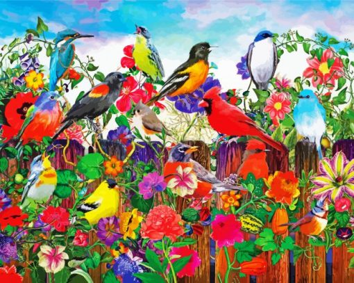 Birds and Flowers paint by numbers