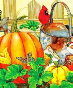 Birds And Pumpkin paint by numbers