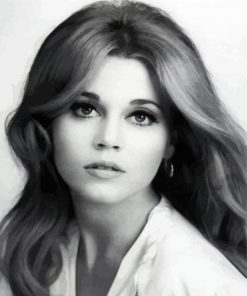 Black and White Young Jane Fonda paint by numbers