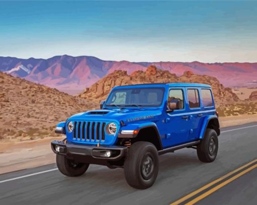 Blue Jeep Car paint by numbers