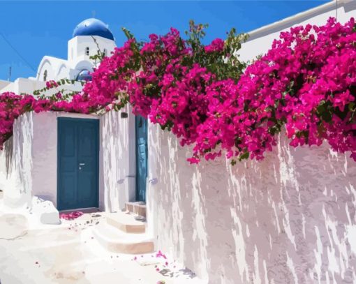 Bougainvillea Greece paint by numbers