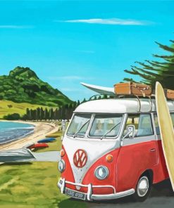 Camp Van By Beach paint by numbers