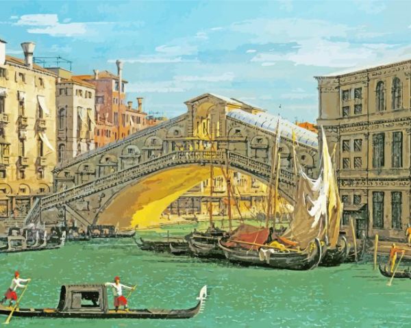Canaletto The Rialto Bridge Venice paint by numbers