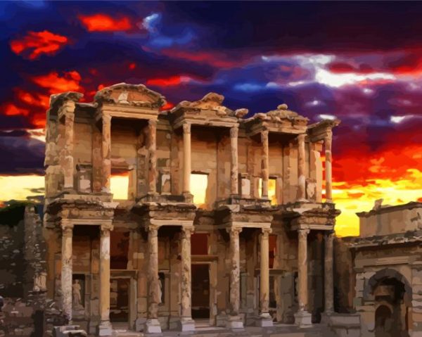 Celsus Library Izmir paint by numbers