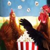 Chicken Eating Popcorn paint by numbers