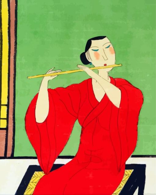 Chinese Woman Playing Flute paint by numbers