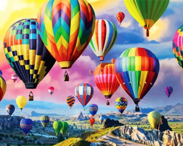 Colorful Airballoons Up paint by numbers