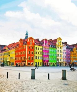 Colorful Buildings Wroclaw Poland paint by numbers