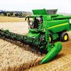 Green Combine Harvester in Field paint by numbers