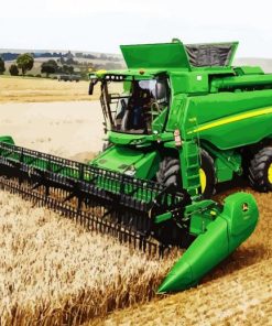 Green Combine Harvester in Field paint by numbers