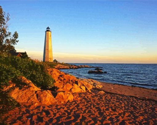 Connecticut Five Mile Point Lighthouse paint by numbers