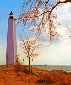 Connecticut New Haven Harbor Lighthouse paint by numbers