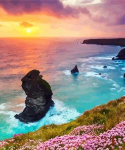 Cornwall Beach at Sunset paint by numbers