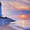 Crisp Point Lighthouse Sunset paint by numbers