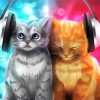 Cute Cats With Headphones paint by numbers