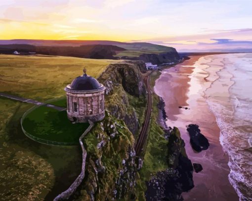 Derry Mussenden Temple Seascape paint by numbers