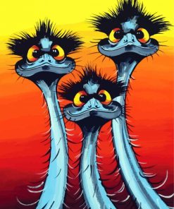 Emus Birds Art paint by numbers