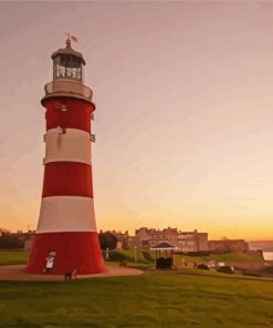 England Plymouth Lighthouse paint by numbers