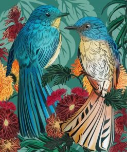 Fantail Birds Art paint by numbers