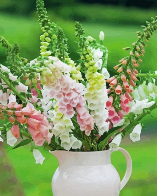 Foxglove Plants Vase paint by numbers