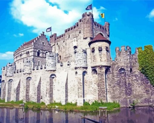 Gravensteen Ghent Illustration paint by numbers