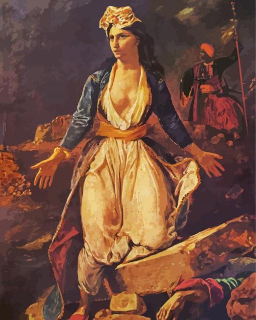 Greece on the Ruins of Missolonghi by Delacroix Eugène paint by numbers