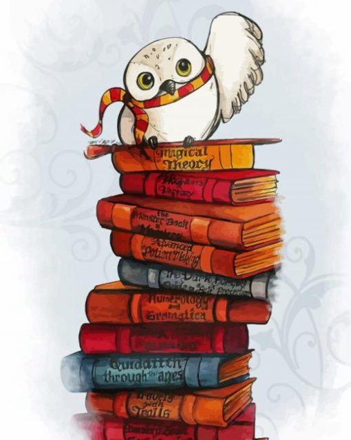 Hedwig on Books paint by numbers