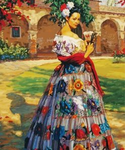 Hispanic Lady In A Dress paint by numbers