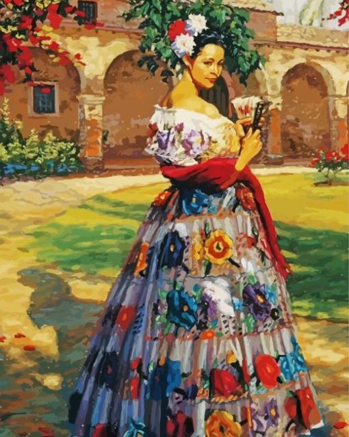 Hispanic Lady In A Dress paint by numbers