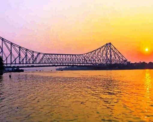 Howrah Bridge India At Sunset paint by numbers