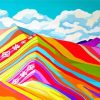 Illustration Rainbow Peru Mountain paint by numbers