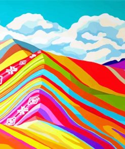 Illustration Rainbow Peru Mountain paint by numbers