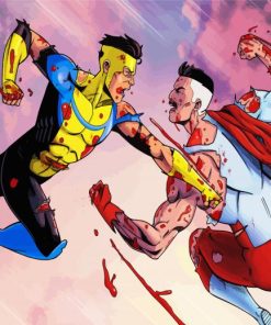 Invincible and Omni Man Fight paint by numbers