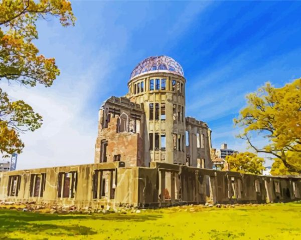 Japan Hiroshima Atomic Bomb Dome paint by numbers