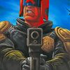 Judge Dredd Holding Gun paint by numbers