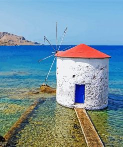 Leros Windmill Greece paint by numbers