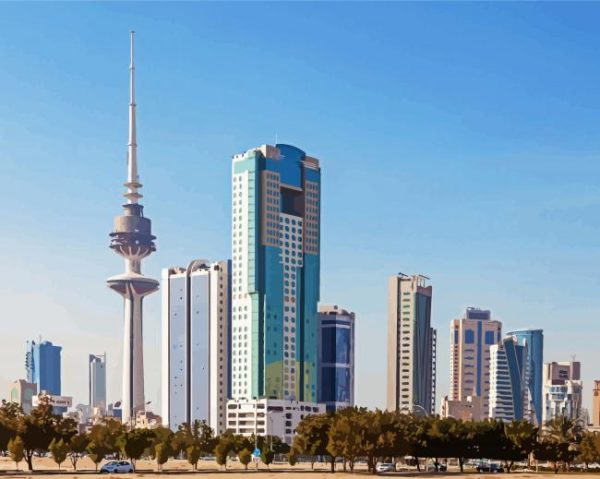 Liberation Tower Kuwait paint by numbers