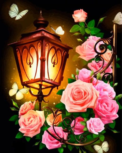 Light Lantern And Roses paint by numbers