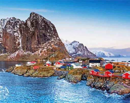 Norway Lofoten Landscape paint by numbers