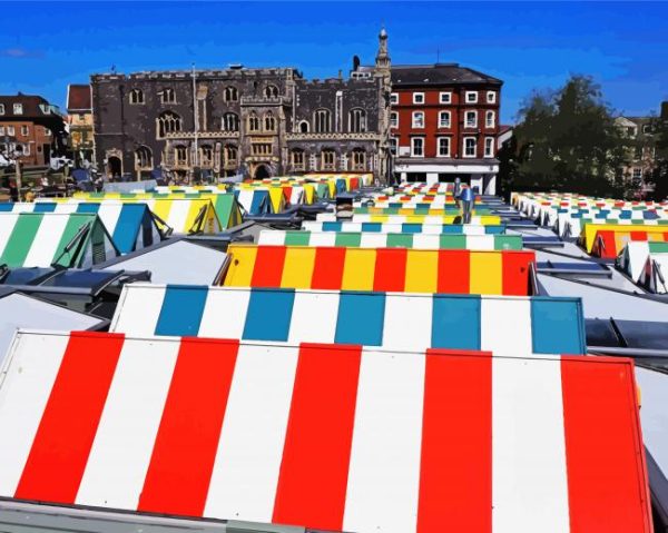 Norwich Market Norfolk paint by numbers