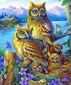 Owl Family paint by numbers