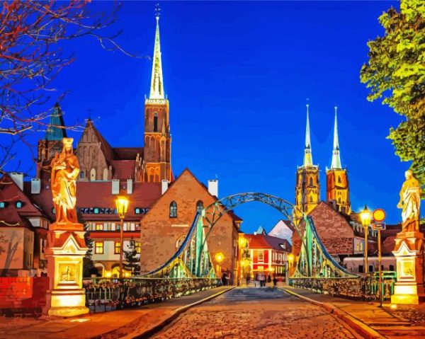 Poland Wroclaw Tumski Bridge paint by numbers