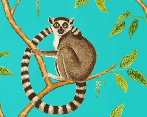 Ring Tailed Lemur on Branch paint by numbers