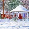 Snow Winter Gazebo paint by numbers