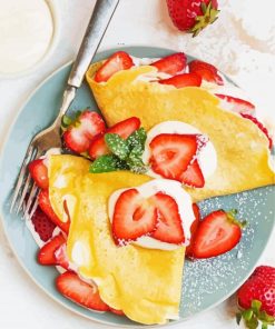 Strawberry Crepes with Cream Cheese paint by numbers