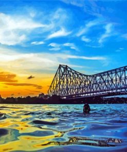 Sunrise at Howrah Bridge India paint by numbers