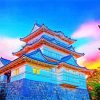 Sunset At Odawara Castle paint by numbers